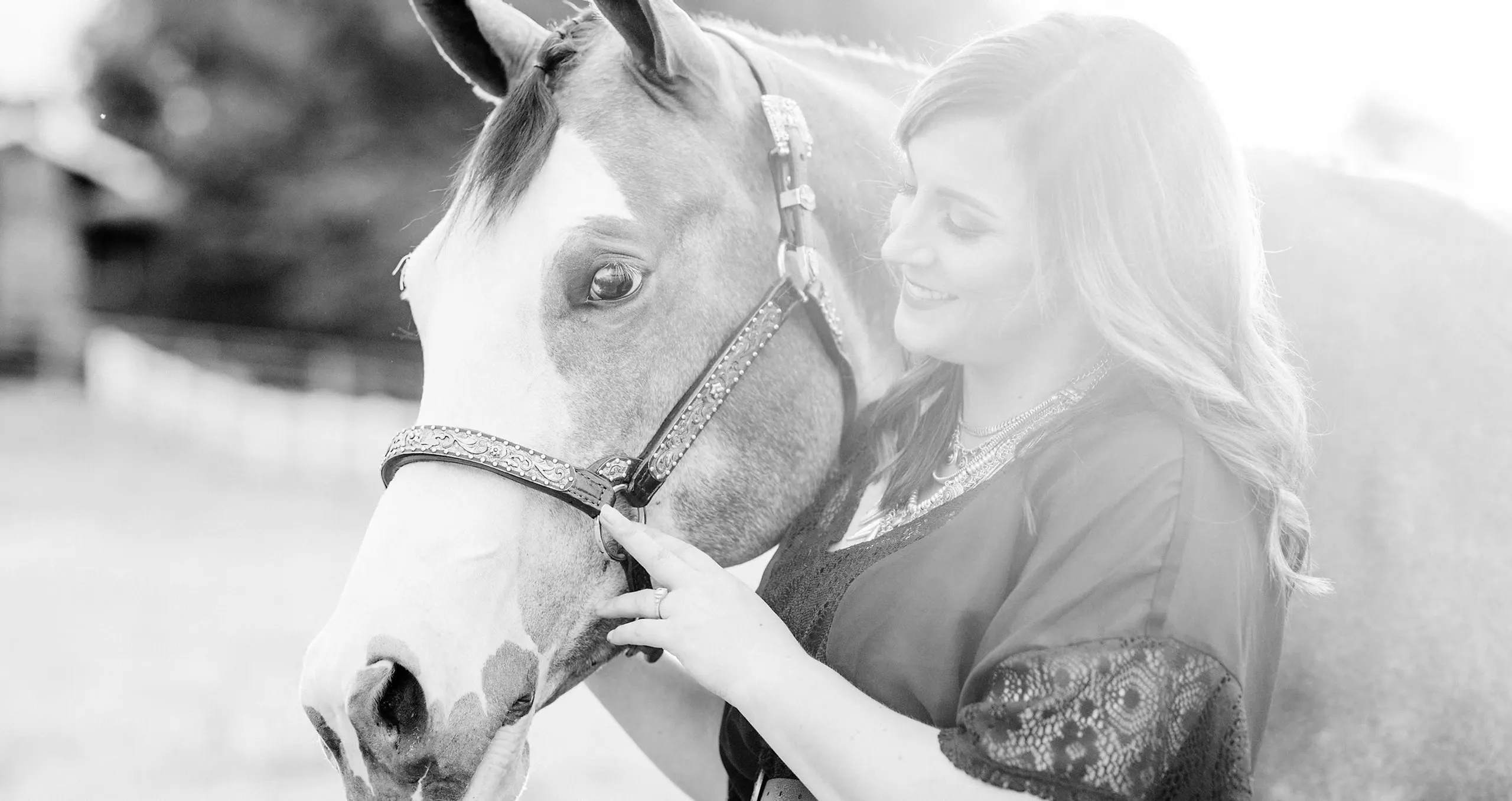 Lindsey Stier with One Lazy Cowboy, photographed in black and white